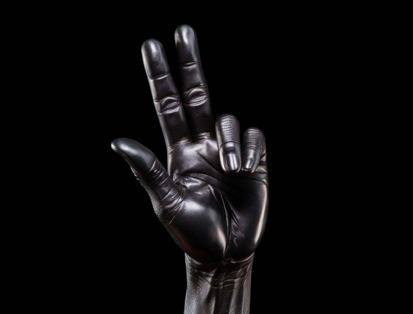 A rendered black hand in monochrome