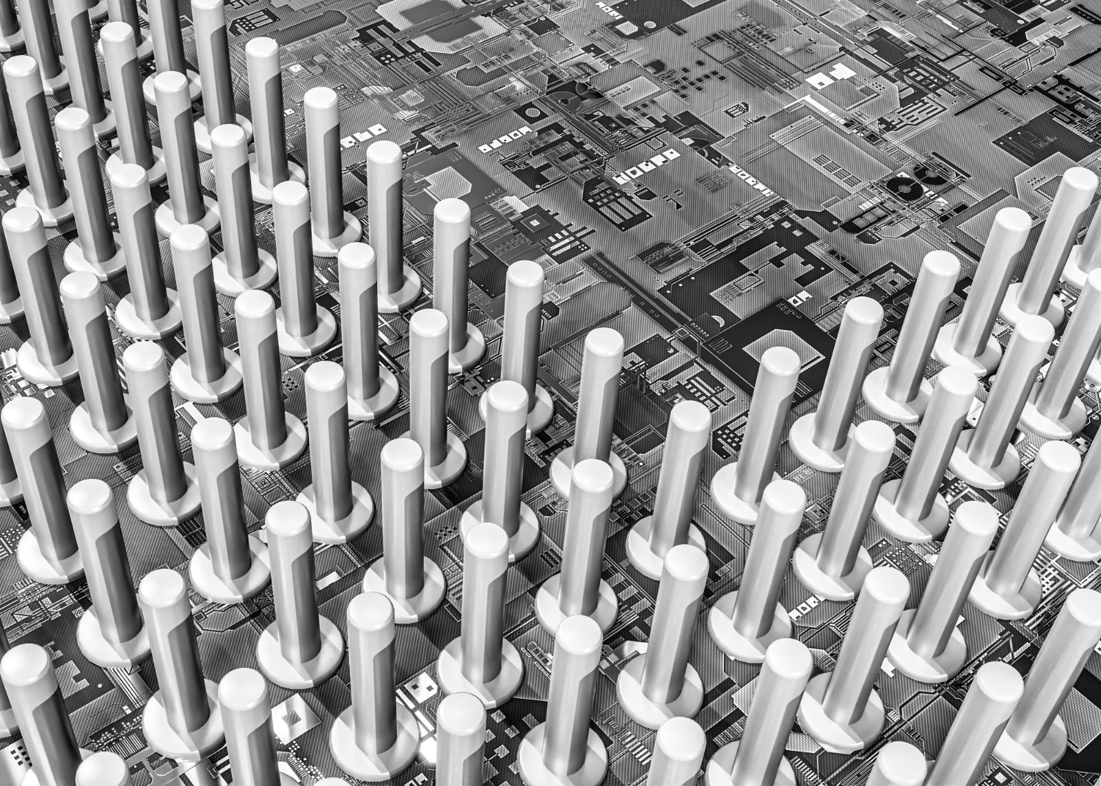 An abstract black and white rendering