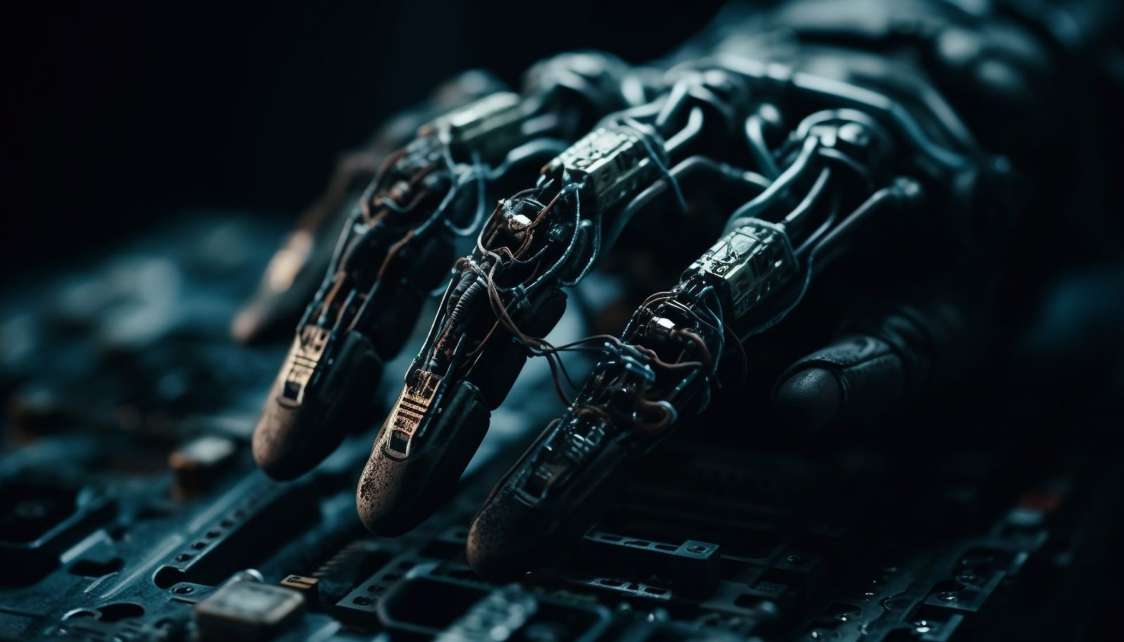 A robotic arm working on machinery