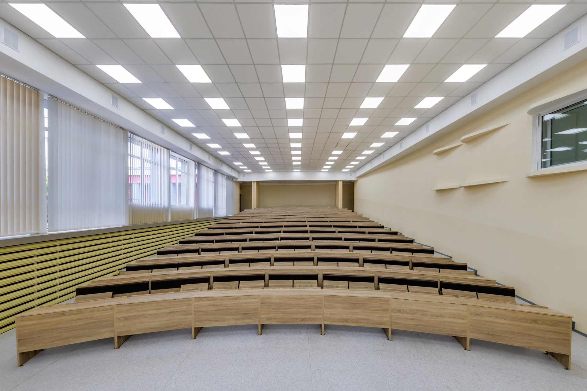 A tiered auditorium in daylight