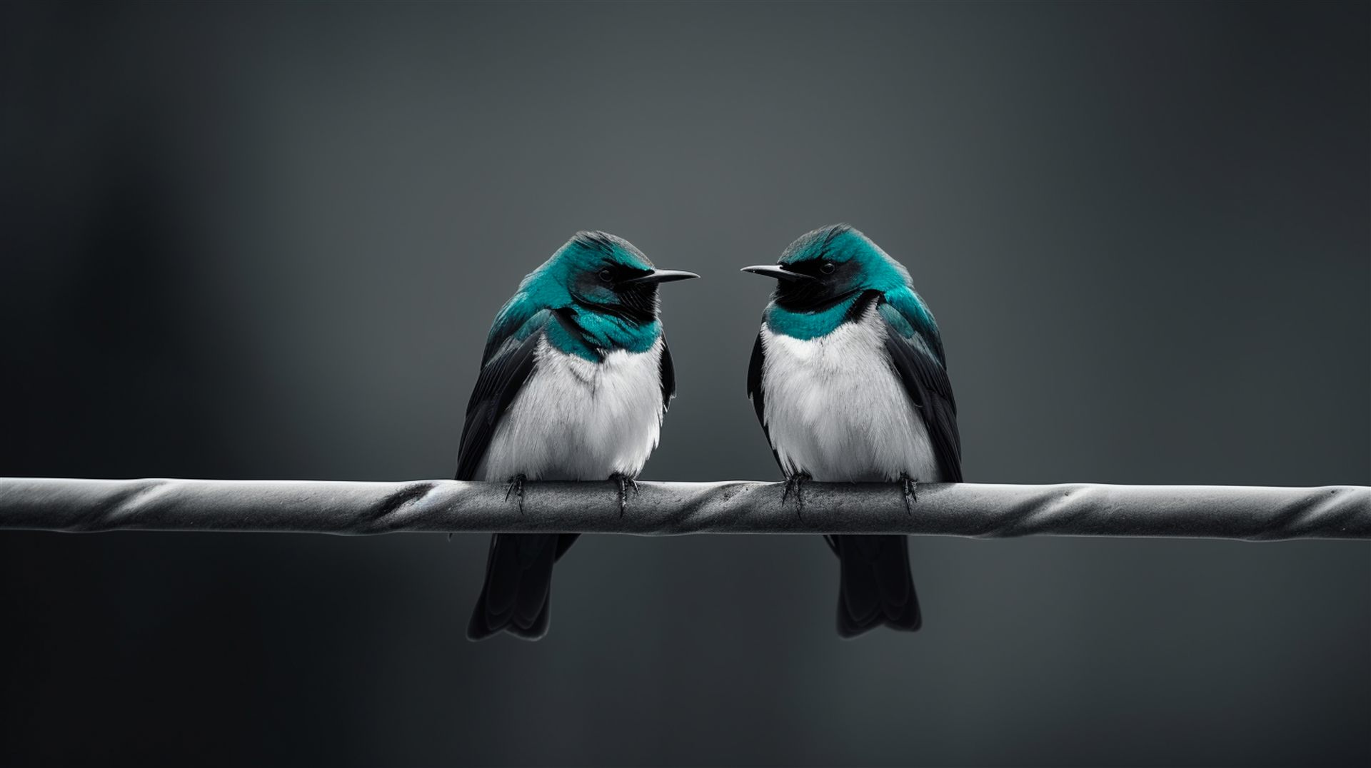 Two birds side by side on a wire